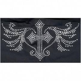 Skullies & Beanies Christian Doo-Rag with Sweatband Motorcycle Skull Cap Bikers Do-Bandana - Rhinestone Cross Angel Wings Sil...