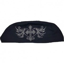 Skullies & Beanies Christian Doo-Rag with Sweatband Motorcycle Skull Cap Bikers Do-Bandana - Rhinestone Cross Angel Wings Sil...