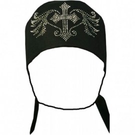 Skullies & Beanies Christian Doo-Rag with Sweatband Motorcycle Skull Cap Bikers Do-Bandana - Rhinestone Cross Angel Wings Sil...