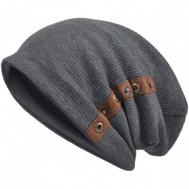 Skullies & Beanies Men's Oversize Slouch Beanie Slouchy Skullcap Large Baggy Hat - Button-grey - CO188DHTZAS $13.56