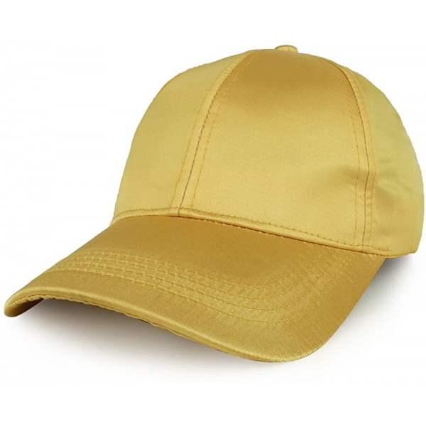 Baseball Caps Plain Adjustable Satin Baseball Cap - Mustard - CW188OSRKZ5 $15.23