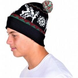 Skullies & Beanies Humping Reindeer Ugly Christmas Beanie One Size Black - CN18L8ZZLML $8.79