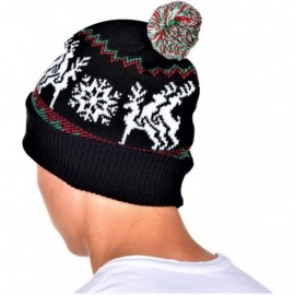 Skullies & Beanies Humping Reindeer Ugly Christmas Beanie One Size Black - CN18L8ZZLML $8.79