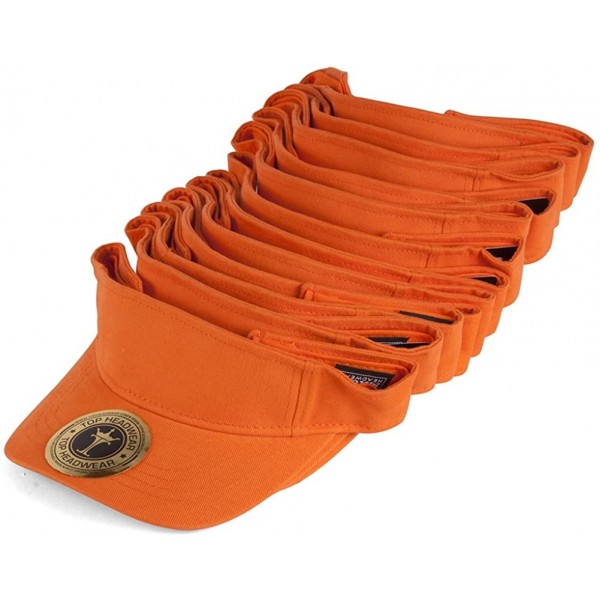 Visors Blank Adjustable Visors - 12-Pack - Orange - CK127DPNYGX $40.34