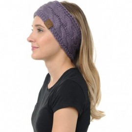 Cold Weather Headbands Cable Knit Ear Warmer Muff Headband For Women and Men For Fall and Winter Cold Weather - Violet - CB18...