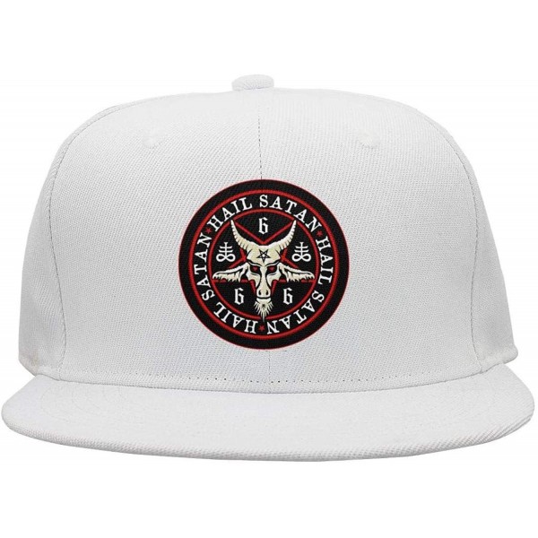 Baseball Caps Unisex Hail Satan Goat 666 red Logo Flat Baseball Cap Fitted Style Hats - Hail Satan Goat-1 - CM18I3XQEM2 $13.53