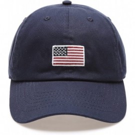 Baseball Caps USA American Flag Embroidered 100% Cotton Adjustable Strap Baseball Cap Hat - Flag - Navy - C3182IYHC0K $13.44