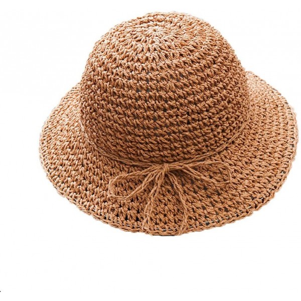 Sun Hats Girls Floppy Foldable Packable Wide Brim Summer Sun Hats Beach Straw Hat for Toddlers Kids - Khaki - CE18DO2I20S $9.37