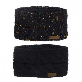 Cold Weather Headbands Women Winter Warm Headband Fuzzy Fleece Lined Thick Cable Knit Head Wrap Ear Warmer Black & Confetti B...