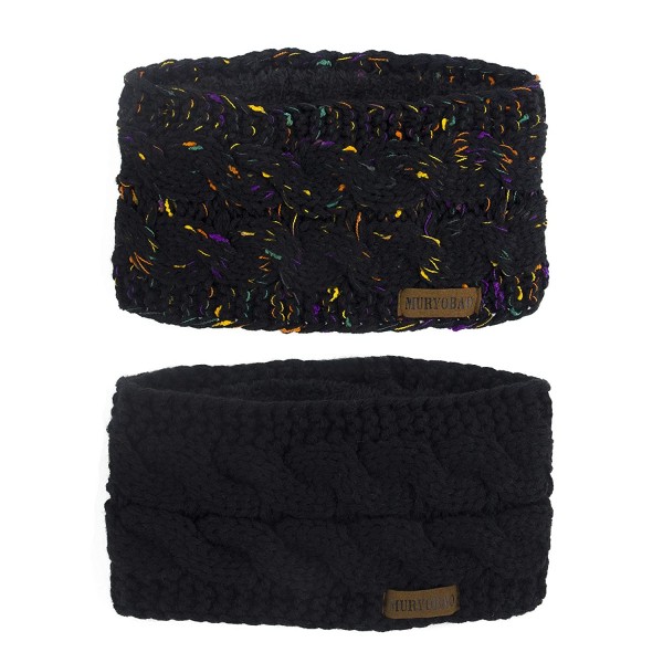 Cold Weather Headbands Women Winter Warm Headband Fuzzy Fleece Lined Thick Cable Knit Head Wrap Ear Warmer Black & Confetti B...