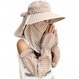 Sun Hats Women Wide Brim Summer Sun Flap Cap Hat Neck Cover Face Mask UPF 50+ - 4329-khaki - CG18682N4O6 $27.05
