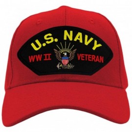 Baseball Caps US Navy- World War II Veteran Hat/Ballcap Adjustable One Size Fits Most - Red - CD18HWS44X0 $28.56