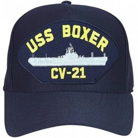 Baseball Caps United States Navy USS Boxer CV-21 Ship Baseball Cap in Navy Blue - Made in The USA! - CR18686W69U $22.23