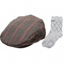 Newsboy Caps Men's Collection Wool Blend Herringbone Tweed Newsboy Ivy Hat with Dress Socks. - Plaidlightbrown - CR12IJU0LQ7 ...