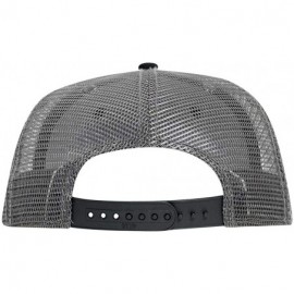 Baseball Caps SNAP Cotton Twill Round Flat Visor 6 Panel Mesh Back Trucker Snapback - Blk/Blk/Ch.gry - CA180D47DM7 $11.41