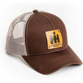 Baseball Caps IH Tractor Hat with Leather Emblem- Brown Mesh - C818YMOACQG $42.62