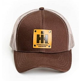 Baseball Caps IH Tractor Hat with Leather Emblem- Brown Mesh - C818YMOACQG $24.52