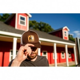 Baseball Caps IH Tractor Hat with Leather Emblem- Brown Mesh - C818YMOACQG $24.52