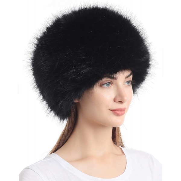 Bomber Hats Women's Winter Faux Fur Cossak Russian Style Hat - Black - CV12LH25BI7 $13.66