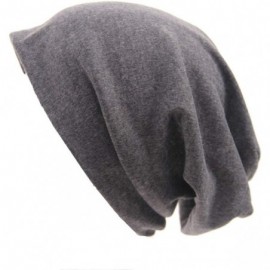 Skullies & Beanies Women Men Beanies Hat Cotton Stretch Slouchy Beanie Chemo Hat Hip-hop Skull Cap - 2 Pack(black+grey) - CS1...