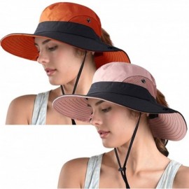 Sun Hats Women's Ponytail Safari Sun Hat-Wide Brim UV Protection Outdoor Bucket Hat-Foldable Beach Summer Fishing Hat - CN18Q...