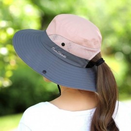 Sun Hats Women's Ponytail Safari Sun Hat-Wide Brim UV Protection Outdoor Bucket Hat-Foldable Beach Summer Fishing Hat - CN18Q...