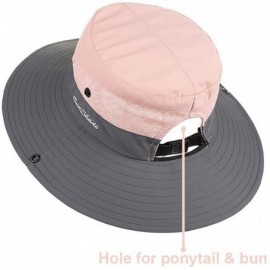 Sun Hats Women's Ponytail Safari Sun Hat-Wide Brim UV Protection Outdoor Bucket Hat-Foldable Beach Summer Fishing Hat - CN18Q...