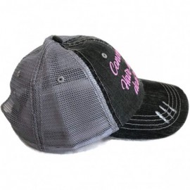 Baseball Caps Neon Pink Glitter Convertible Hair Don't Care Distressed Look Grey Trucker Cap Hat - CE18WWTGEX3 $21.45