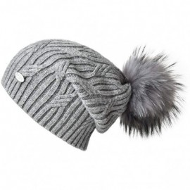 Skullies & Beanies Winter Hats for Women Fur Pom Pom Hats Knitted Cuff Bobble Beanie Warm Wool Ski Cap - CY18L9E6AML $16.63