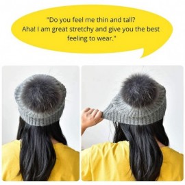 Skullies & Beanies Winter Hats for Women Fur Pom Pom Hats Knitted Cuff Bobble Beanie Warm Wool Ski Cap - CY18L9E6AML $16.63