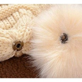 Skullies & Beanies Slouchy Winter Knit Beanie Cap Chunky Faux Fur Pom Pom Hat Bobble Ski Cap - Red 01 - CB18XQ8U6SX $12.40