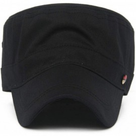 Baseball Caps Cotton Cadet Cap Army Military Caps Flat Hats Unique Design Big Head - Style01-black - CN12091L78F $13.92