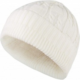 Skullies & Beanies Unisex Trendy Beanie Warm Oversized Chunky Cable Knit Slouchy Woolen Hat - White - CO12N8VY1FK $13.19