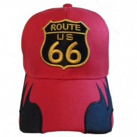 Baseball Caps Historic Route 66 Mother Road Premium Hat - Baseball Cap - Red Side Flames - C411TG0NHEX $22.81