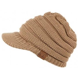 Skullies & Beanies Hatsandscarf Exclusives Women's Ribbed Knit Hat with Brim (YJ-131) - Camel - CL12NSLWNPT $12.86