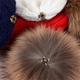 Skullies & Beanies Knit Hat for Womens Girls Fleece Winter Slouchy Beanie Hat with Real Raccon Fox Fur Pom Pom - Style02 Rust...