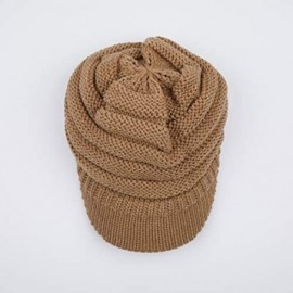 Skullies & Beanies Hatsandscarf Exclusives Women's Ribbed Knit Hat with Brim (YJ-131) - Camel - CL12NSLWNPT $12.86