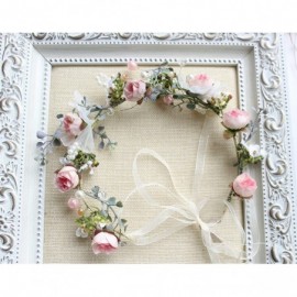 Headbands Boho Flower Headband Hair Wreath Floral Garland Crown Halo Headpiece with Ribbon Wedding Festival Party - I - CM18D...