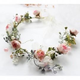 Headbands Boho Flower Headband Hair Wreath Floral Garland Crown Halo Headpiece with Ribbon Wedding Festival Party - I - CM18D...