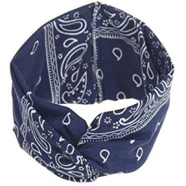 Headbands Women Yoga Sport Headband Elastic Floral Twisted Knotted Hair Band Turban - Navy - CY18NOD0DL5 $12.84