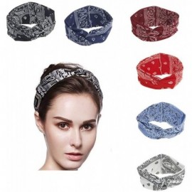 Headbands Women Yoga Sport Headband Elastic Floral Twisted Knotted Hair Band Turban - Navy - CY18NOD0DL5 $12.84