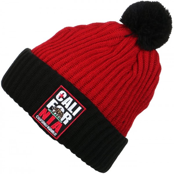 Skullies & Beanies The California Republic Pom Beanie - Cfn Red Black - CT11PKD64PJ $16.22