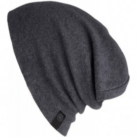 Skullies & Beanies Warm Slouchy Beanie Hat for Men and Women- Deliciously Soft Daily Beanie in Fine Knit - Charcoal Grey - CQ...