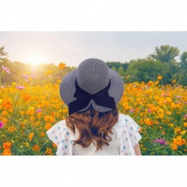 Sun Hats Women's Lightweight Foldable/Packable Beach Sun Hat w/Decorative Bow - Black White Mix - CH180WX3I30 $20.32