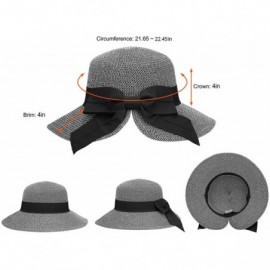 Sun Hats Women's Lightweight Foldable/Packable Beach Sun Hat w/Decorative Bow - Black White Mix - CH180WX3I30 $20.32