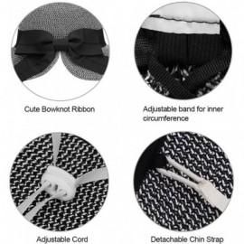 Sun Hats Women's Lightweight Foldable/Packable Beach Sun Hat w/Decorative Bow - Black White Mix - CH180WX3I30 $20.32