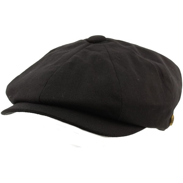 Newsboy Caps Men's 8 Panel Solid Plain 100% Cotton Snap Newsboy Drivers Cabbie Cap Hat - Black - C717Z4OT4G7 $15.81