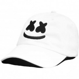 Baseball Caps DJ Smile Dad Hat - Authentic Mellogang Baseball Cap Low Profile Unstructured Brushed Cotton Twill - White - CM1...