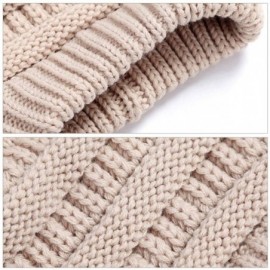 Skullies & Beanies Ponytail Hats Winter Warm Hat Ponytail Beanie Hat Warm Knit Messy Stretch Cable Knit Hat Cap - Beige - CE1...