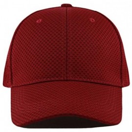 Baseball Caps Men's Curved Brim Stretch Fit Mesh 6 Panel Fitted Baseball Cap - Burgundy - CN18I8TSIKL $11.31